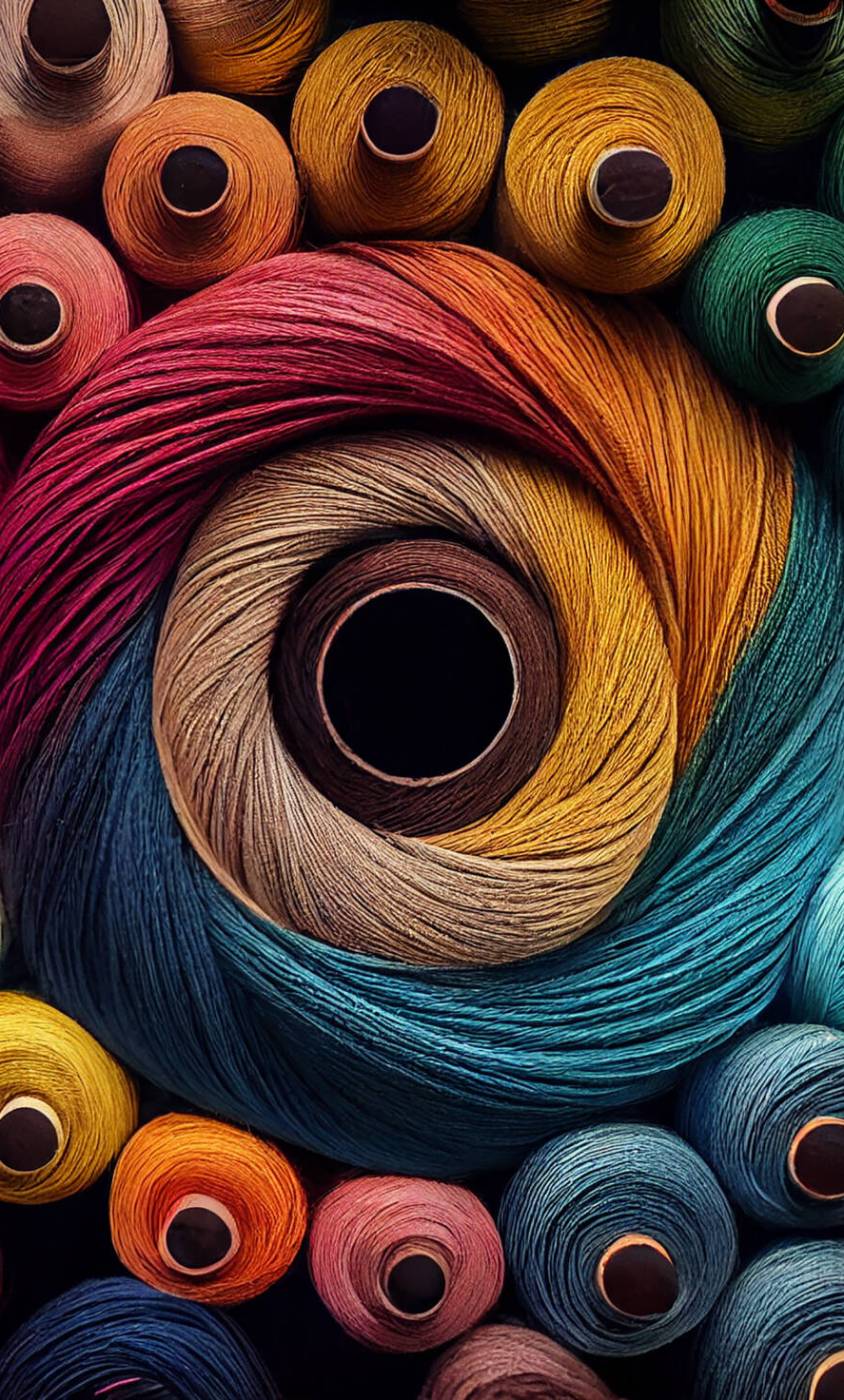 Multi colored spool close up Sewing thread background generated by artificial intelligence